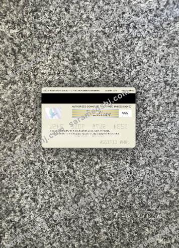 USA Comerica Bank visa card photolook back